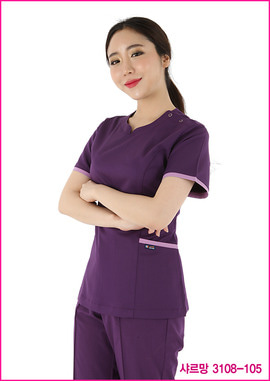 수술복 간호복 샤르망 3108-105 가지색 디자인 병원유니폼 신화가운