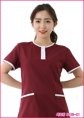 수술복 간호복 샤르망 3109-01 자주색 디자인 병원유니폼 신화가운
