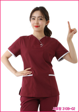 수술복 간호복 샤르망 3109-02 자주색 디자인 병원유니폼 신화가운