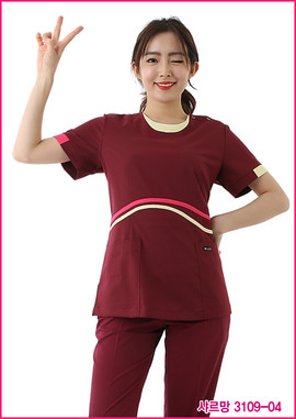 수술복 간호복 샤르망 3109-04 자주색 디자인 병원유니폼 신화가운