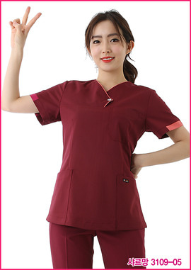 수술복 간호복 샤르망 3109-05 자주색 디자인 병원유니폼 신화가운