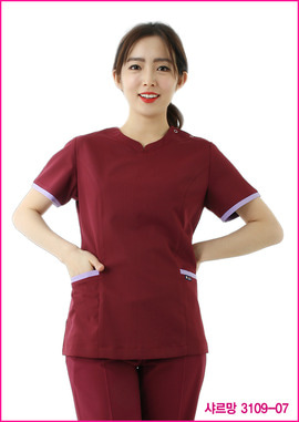 수술복 간호복 샤르망 3109-07 자주색 디자인 병원유니폼 신화가운