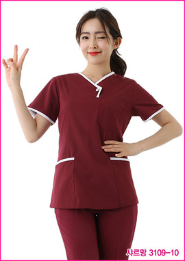 수술복 간호복 샤르망 3109-10 자주색 디자인 병원유니폼 신화가운