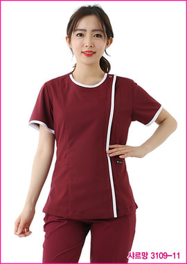 수술복 간호복 샤르망 3109-11 자주색 디자인 병원유니폼 신화가운