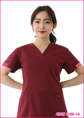 수술복 간호복 샤르망 3109-14 자주색 디자인 병원유니폼 신화가운