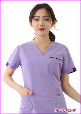 수술복 간호복 샤르망 3102-01 연보라색 디자인 병원유니폼 신화가운