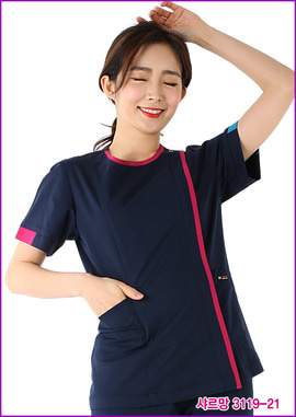 수술복 간호복 샤르망 3119-21 진곤색 상의만 디자인 병원유니폼 신화가운